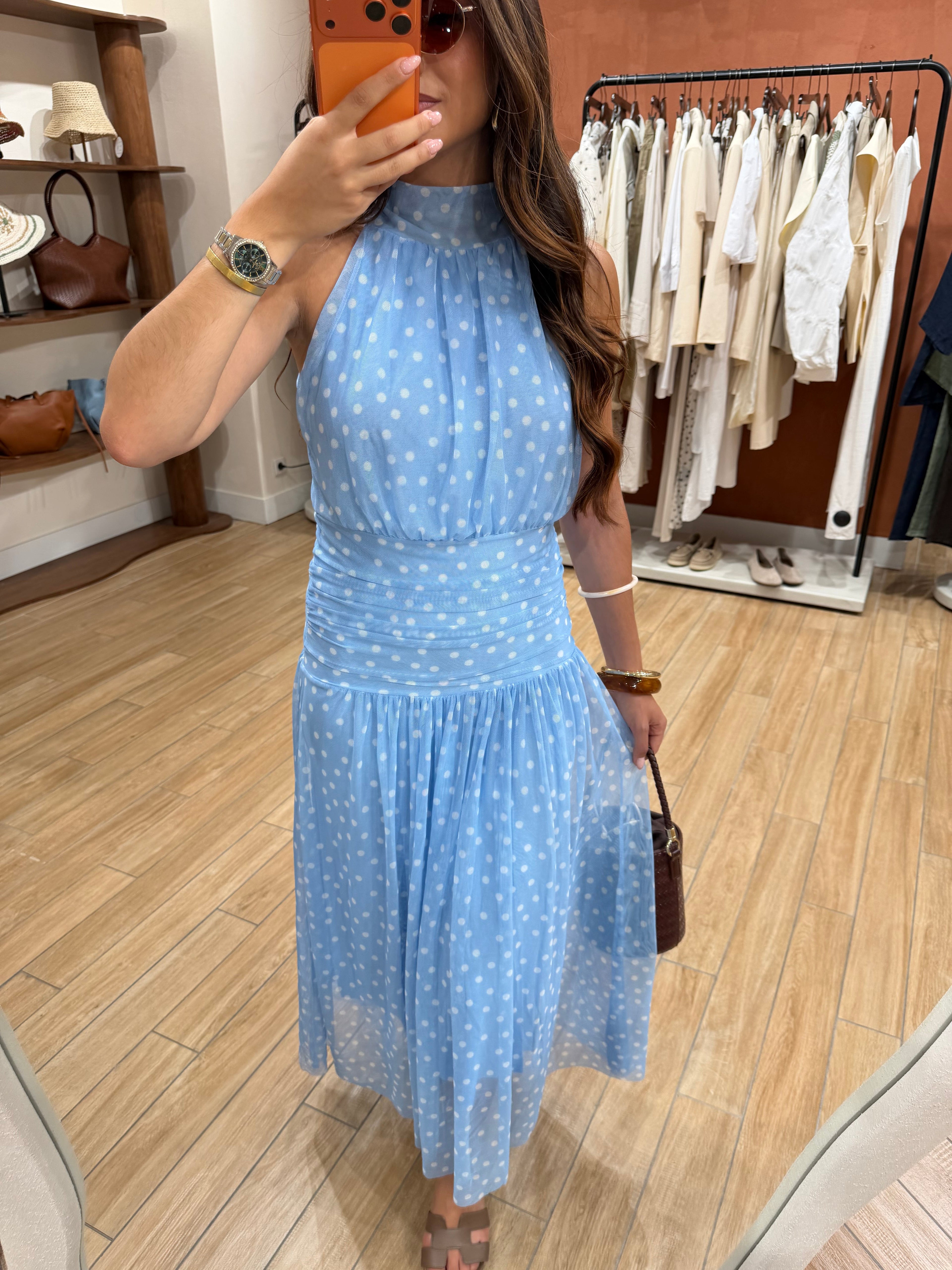 Robe SHANI pois bleue