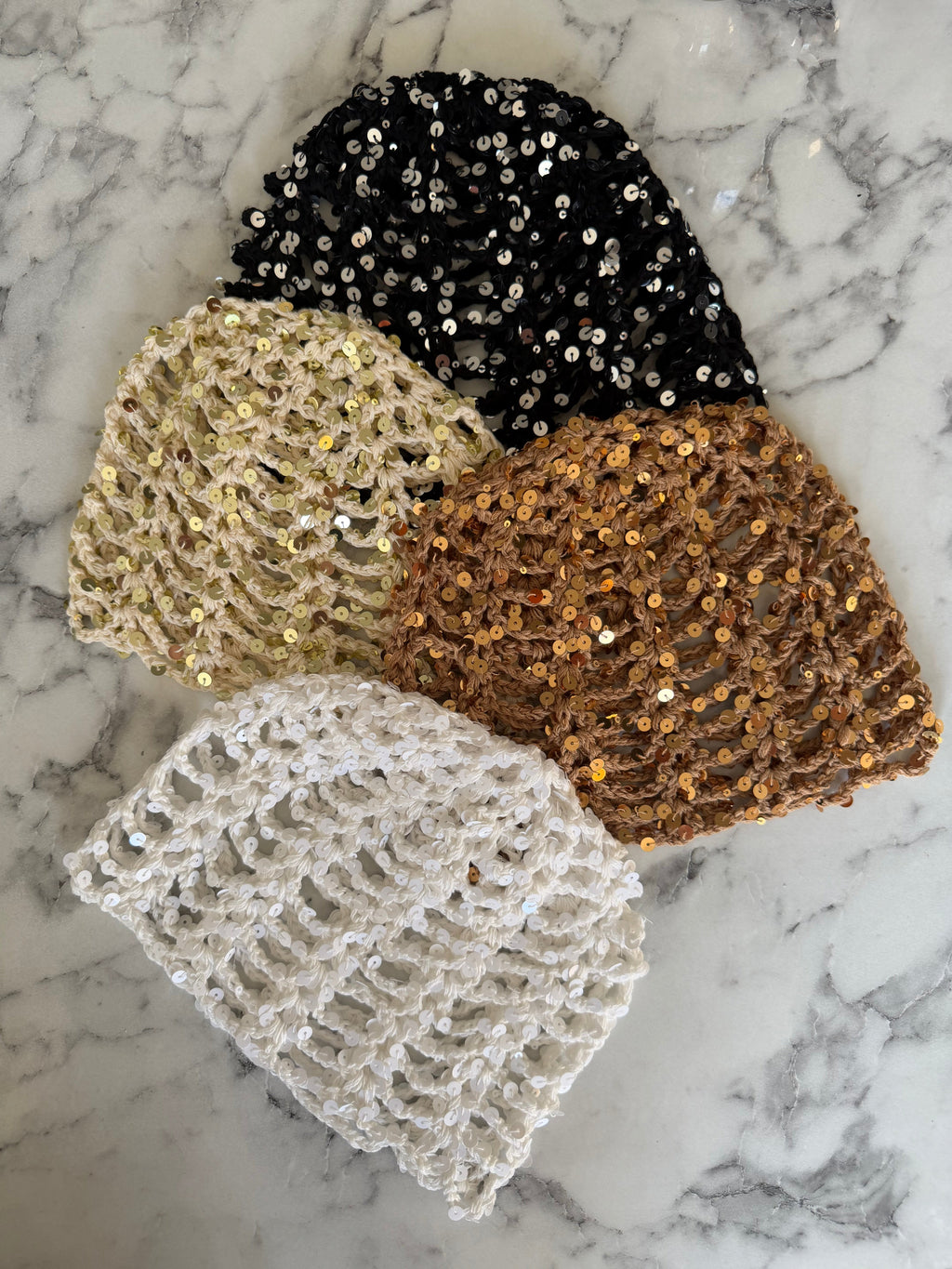 Bonnet crochet paillette blanc