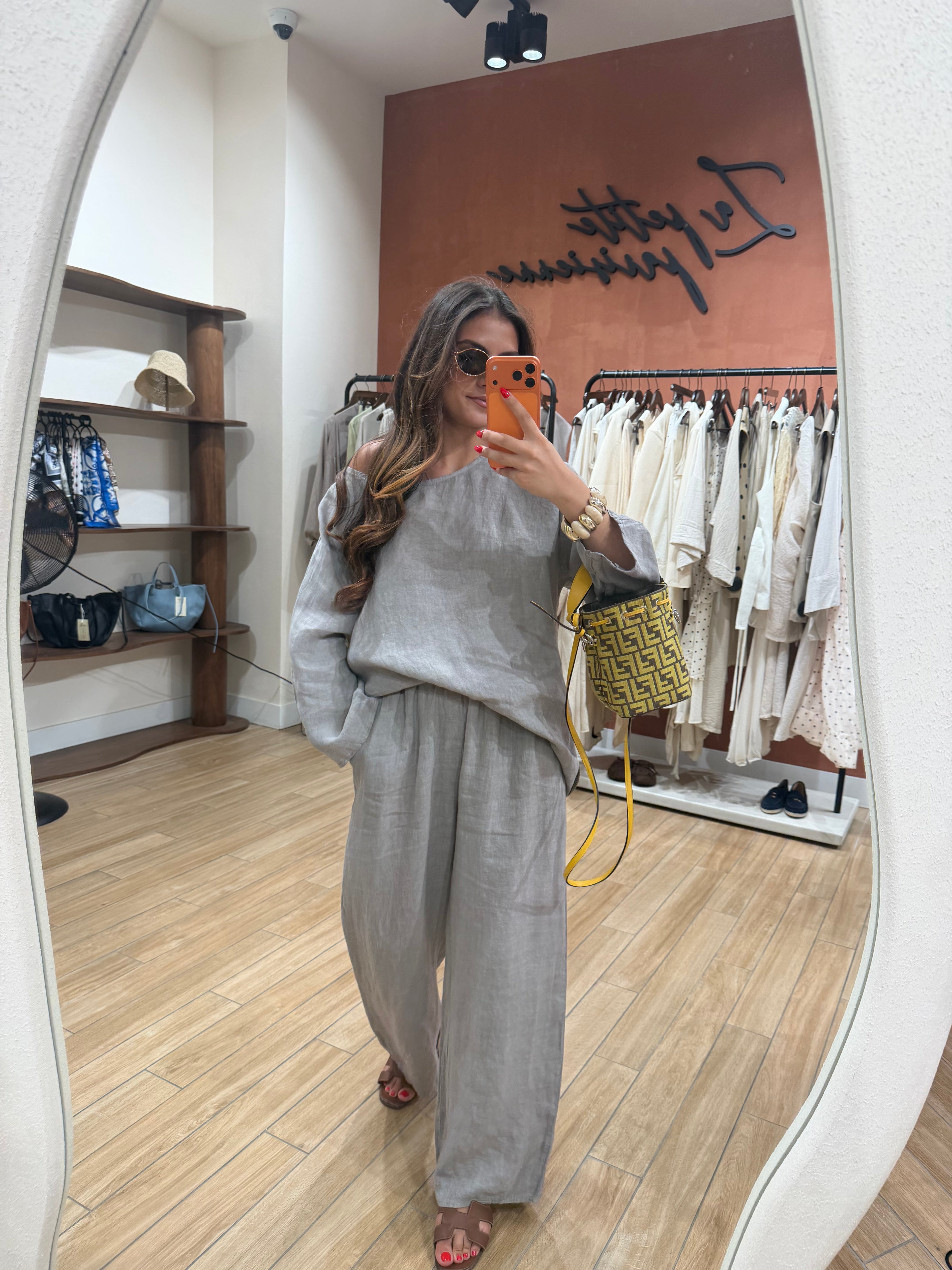 Ensemble MYNI 100% Lin taupe
