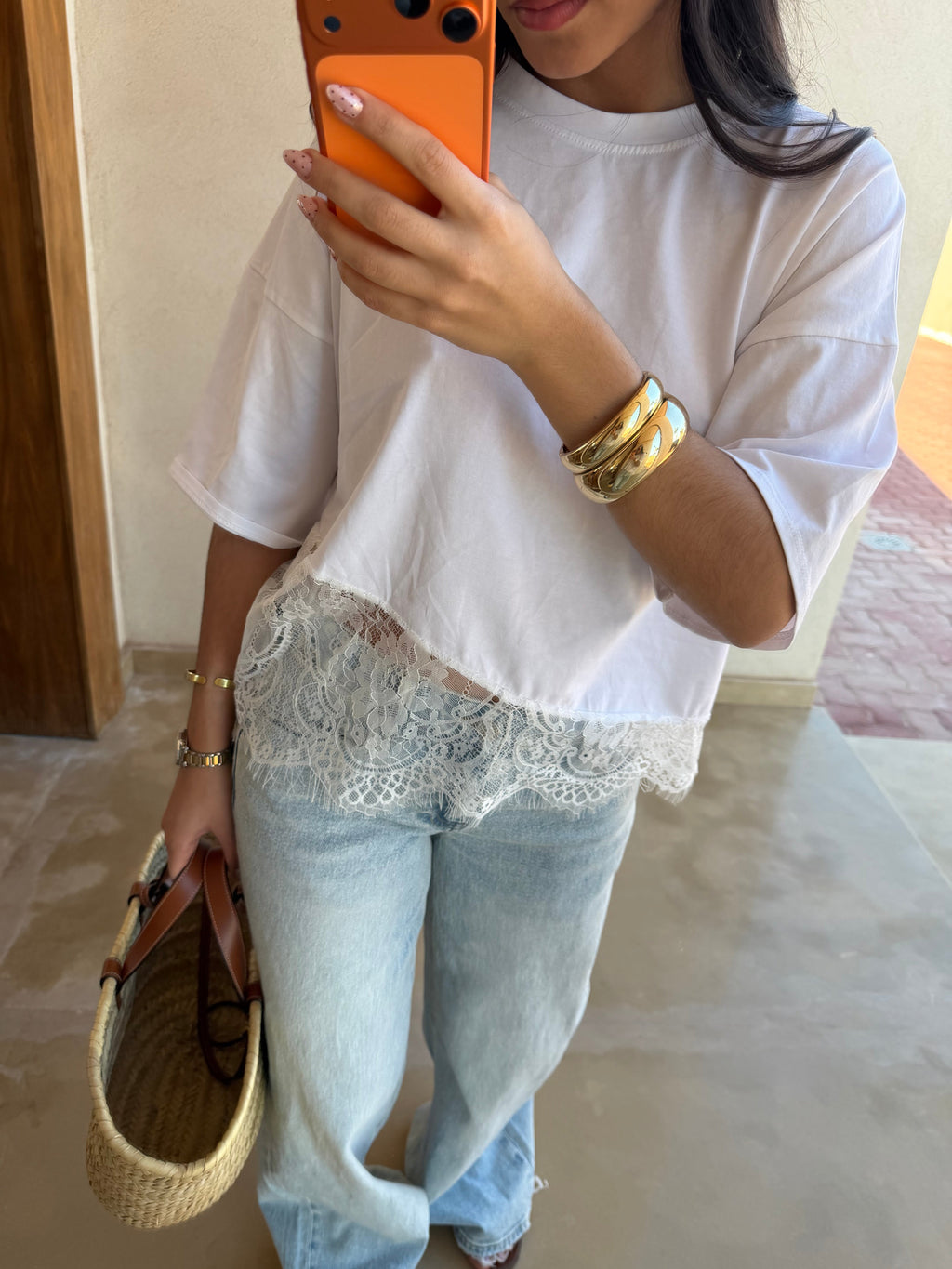 T-shirt dentelle blanche