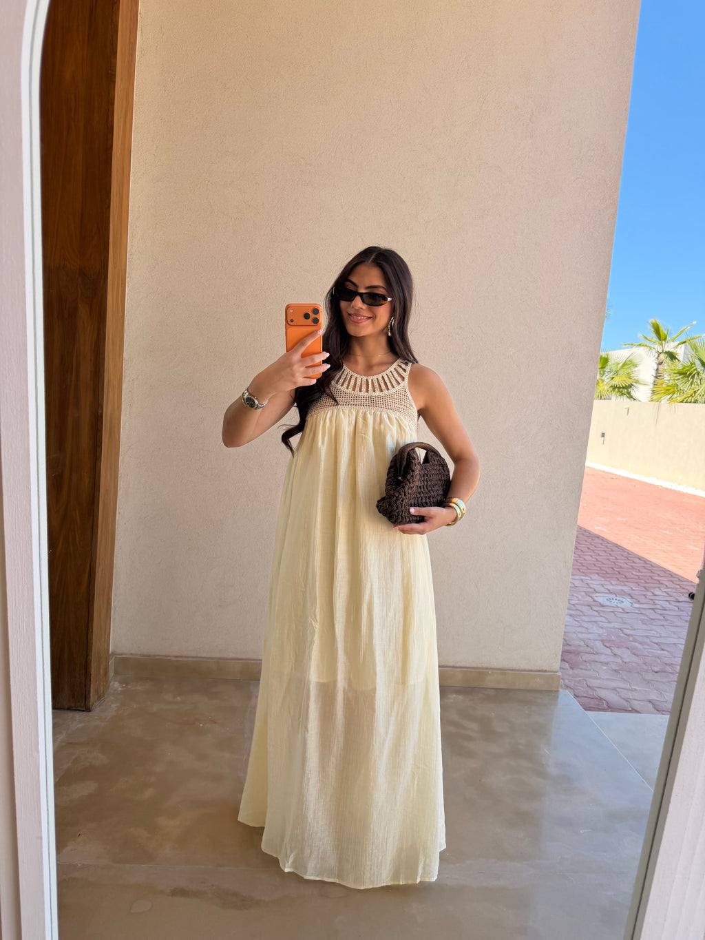 Robe brodé BILI crème (79444)