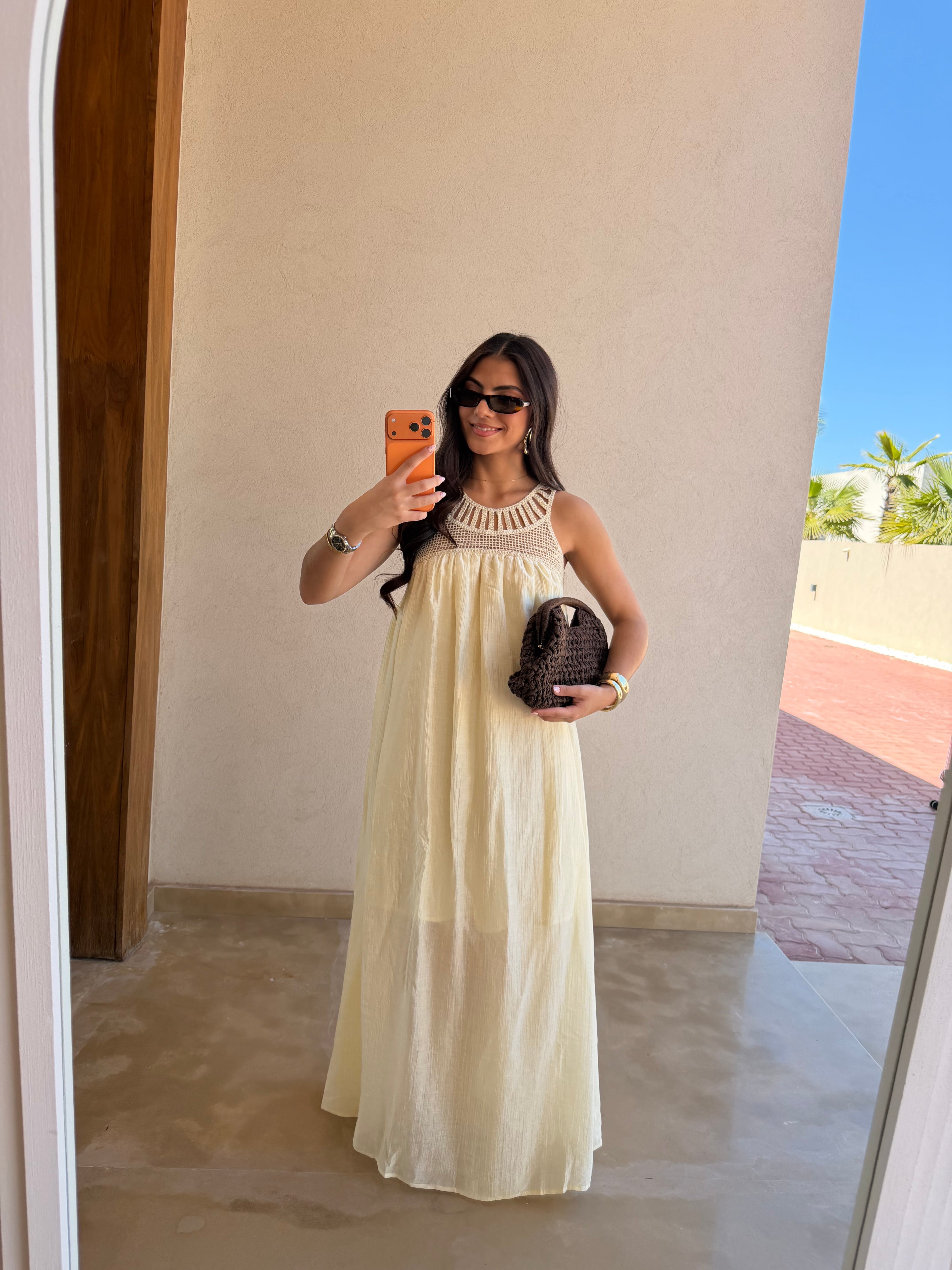 Robe brodé BILI crème (79444)