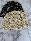 Bonnet crochet paillette beige