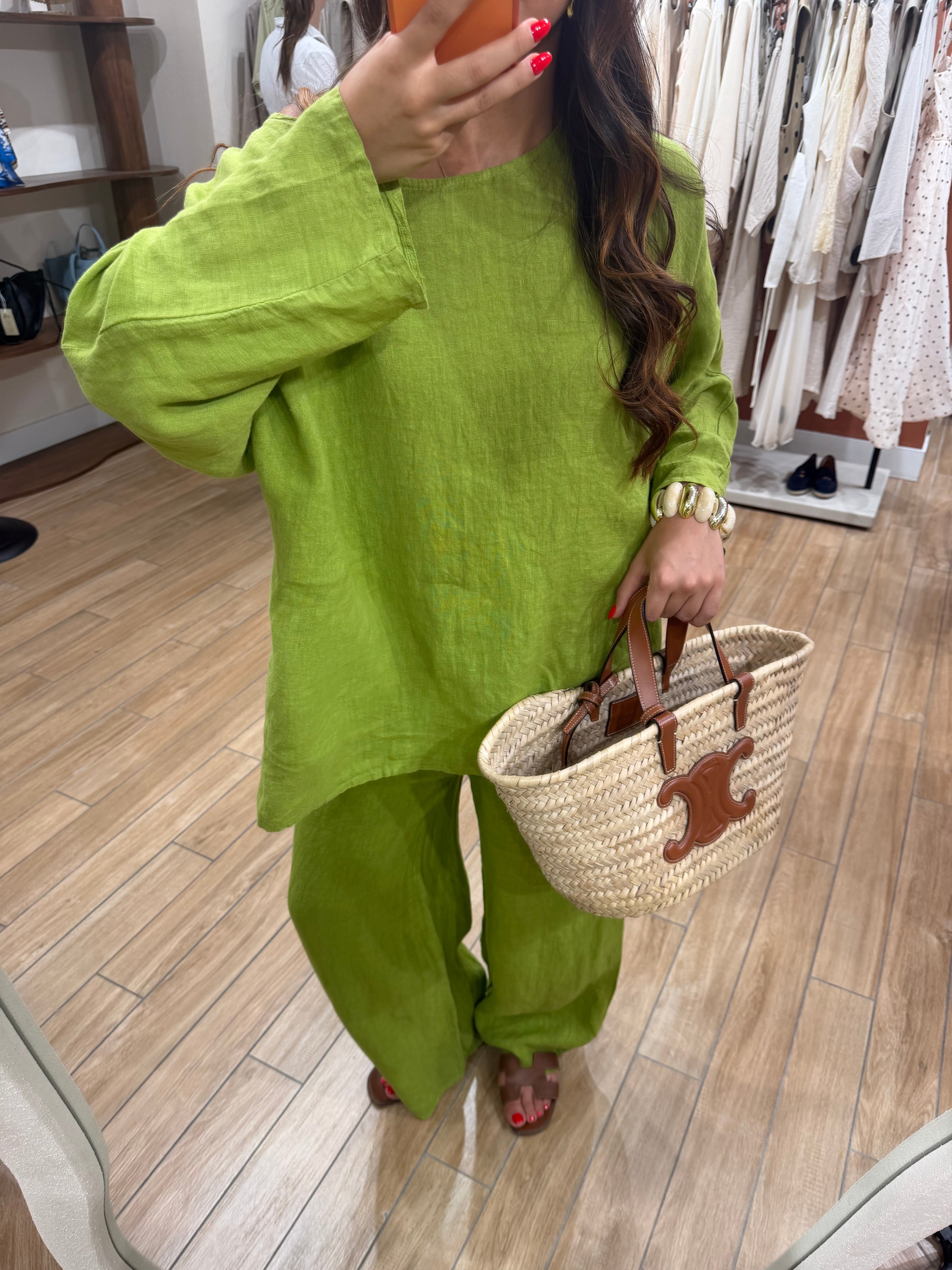Ensemble MYNI 100% Lin vert anis
