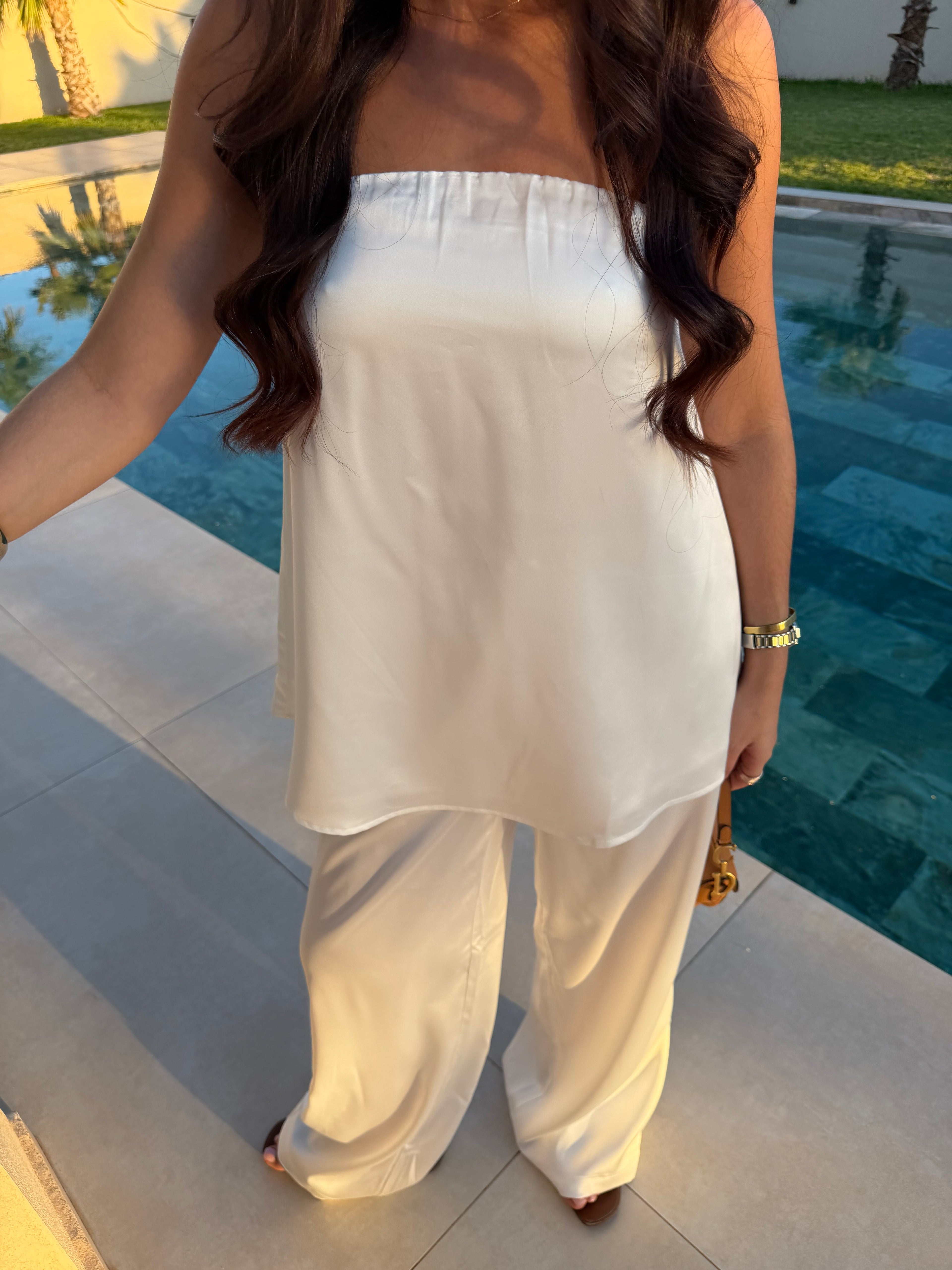 Pantalon LINA satiné blanc (L2122)