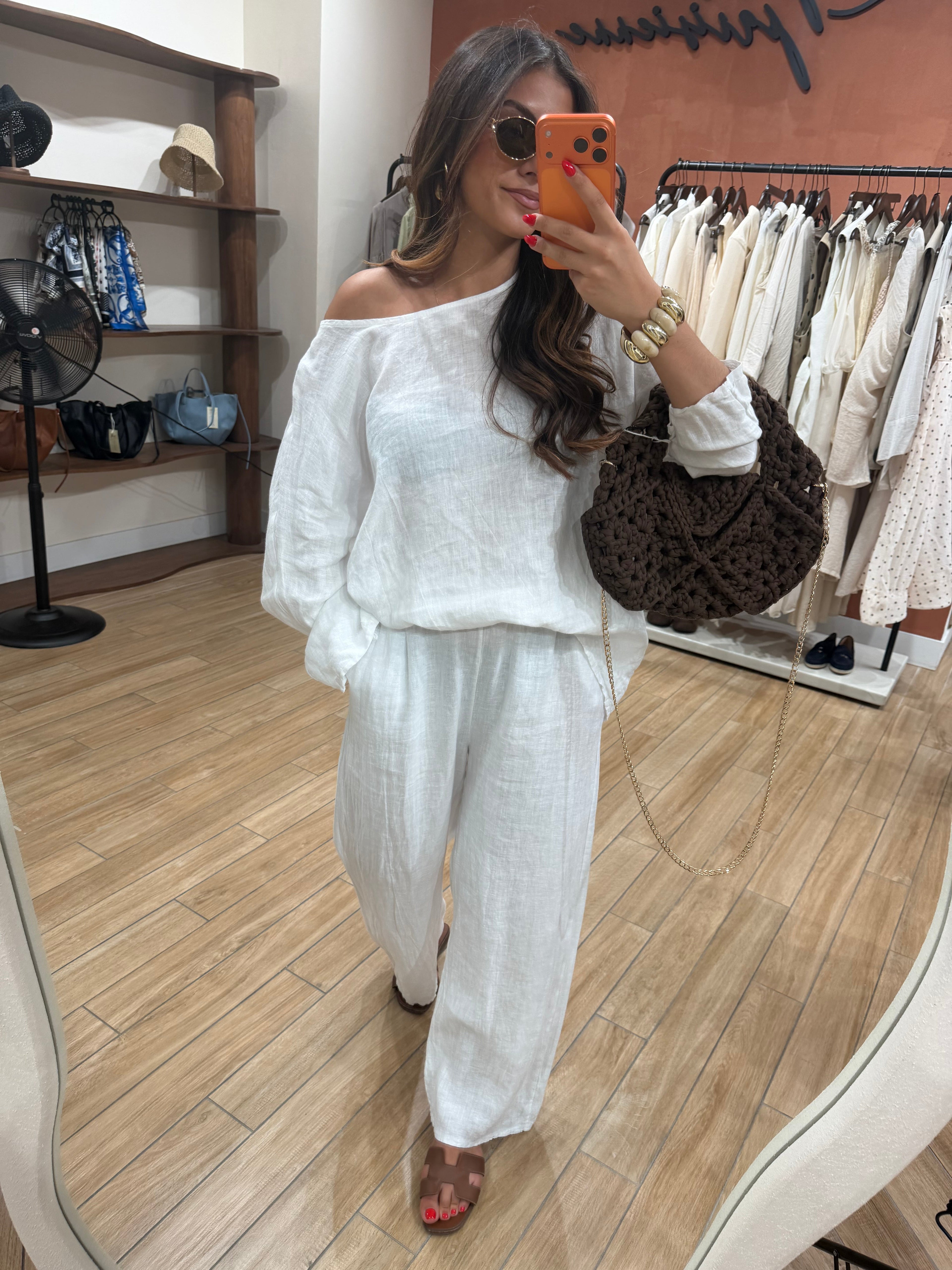 Ensemble MYNI 100% Lin blanc