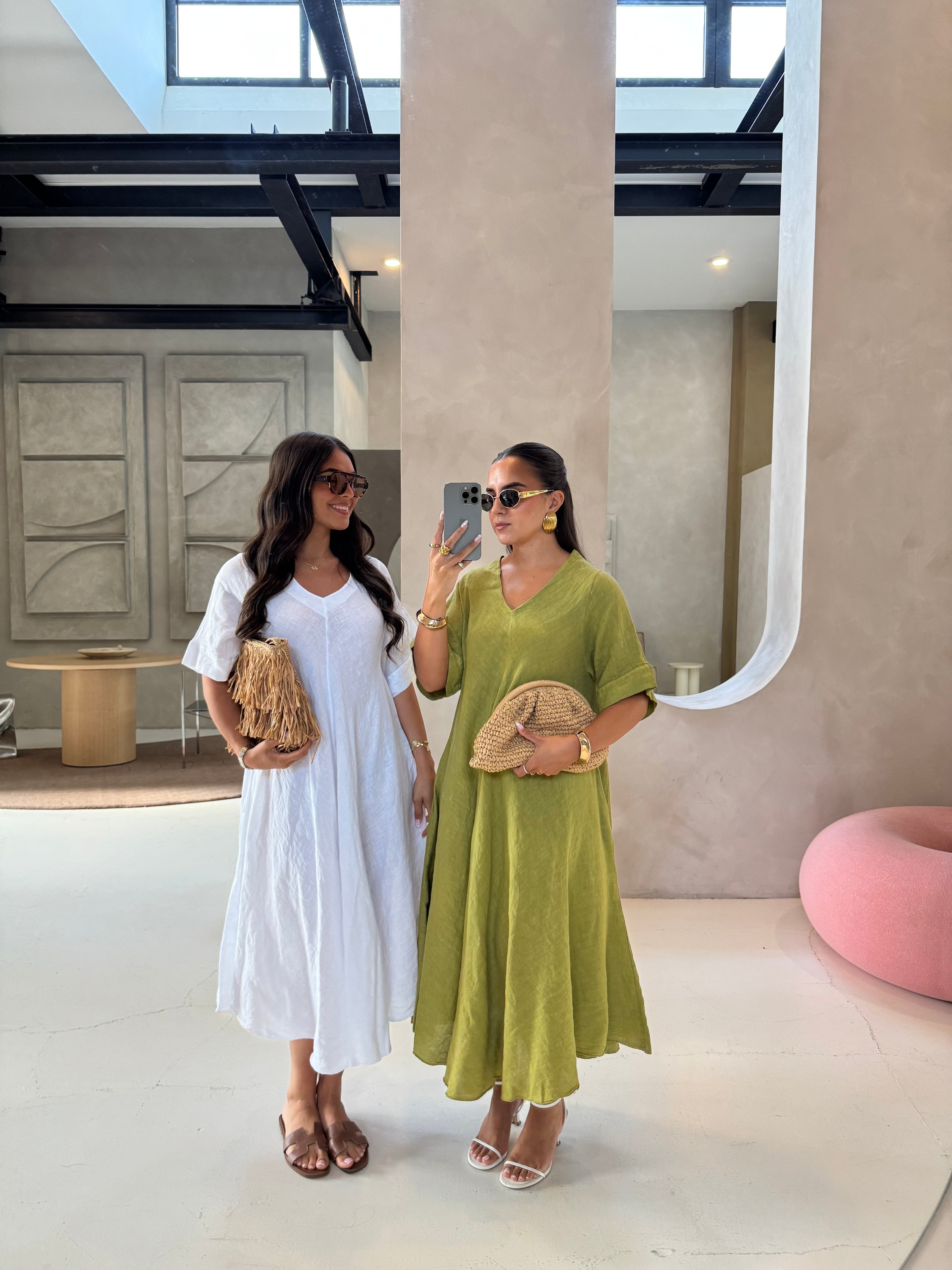 Robe SINAYA longue en lin blanche