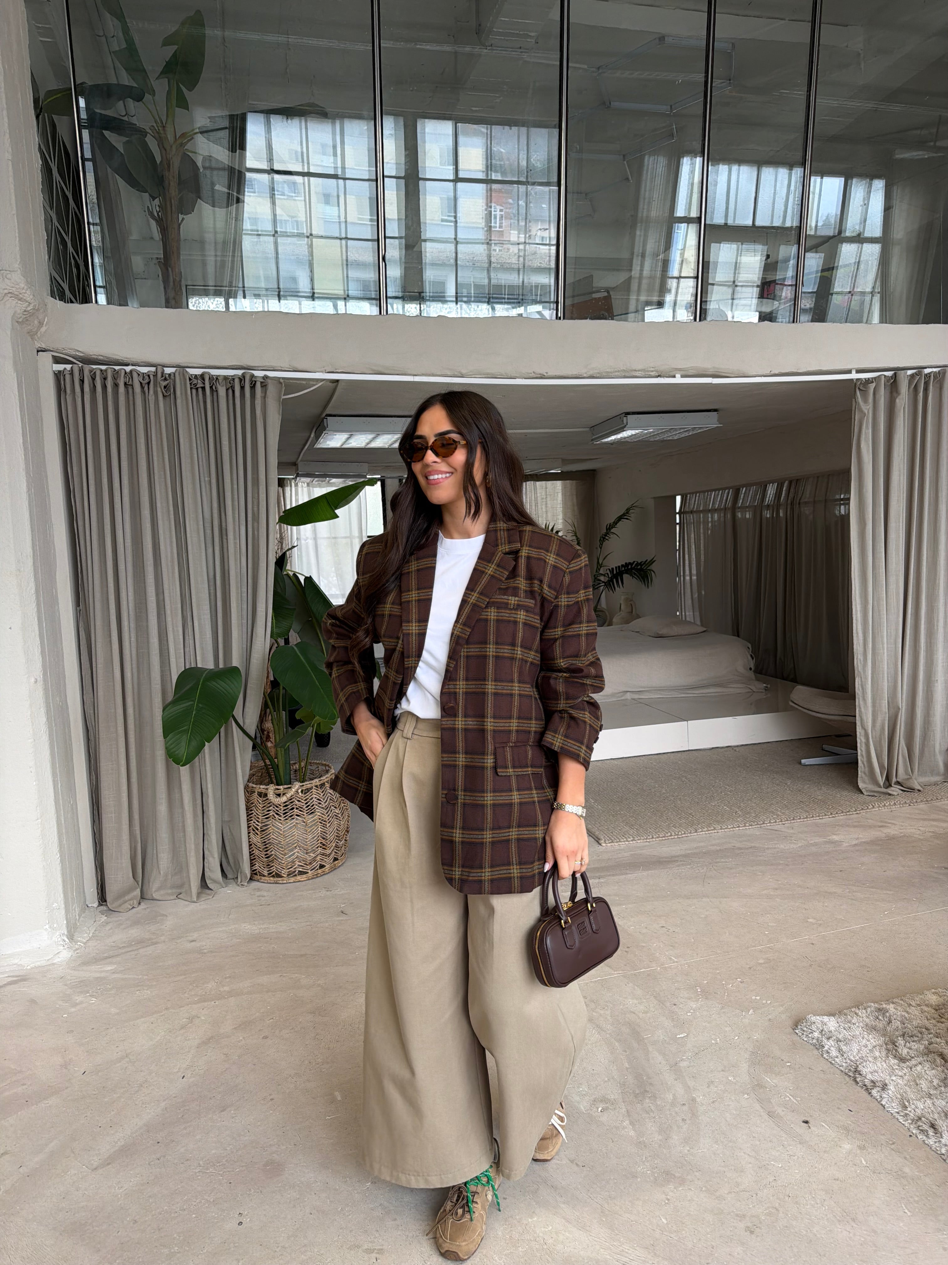 Blazer LENA carreaux marron (V6260)