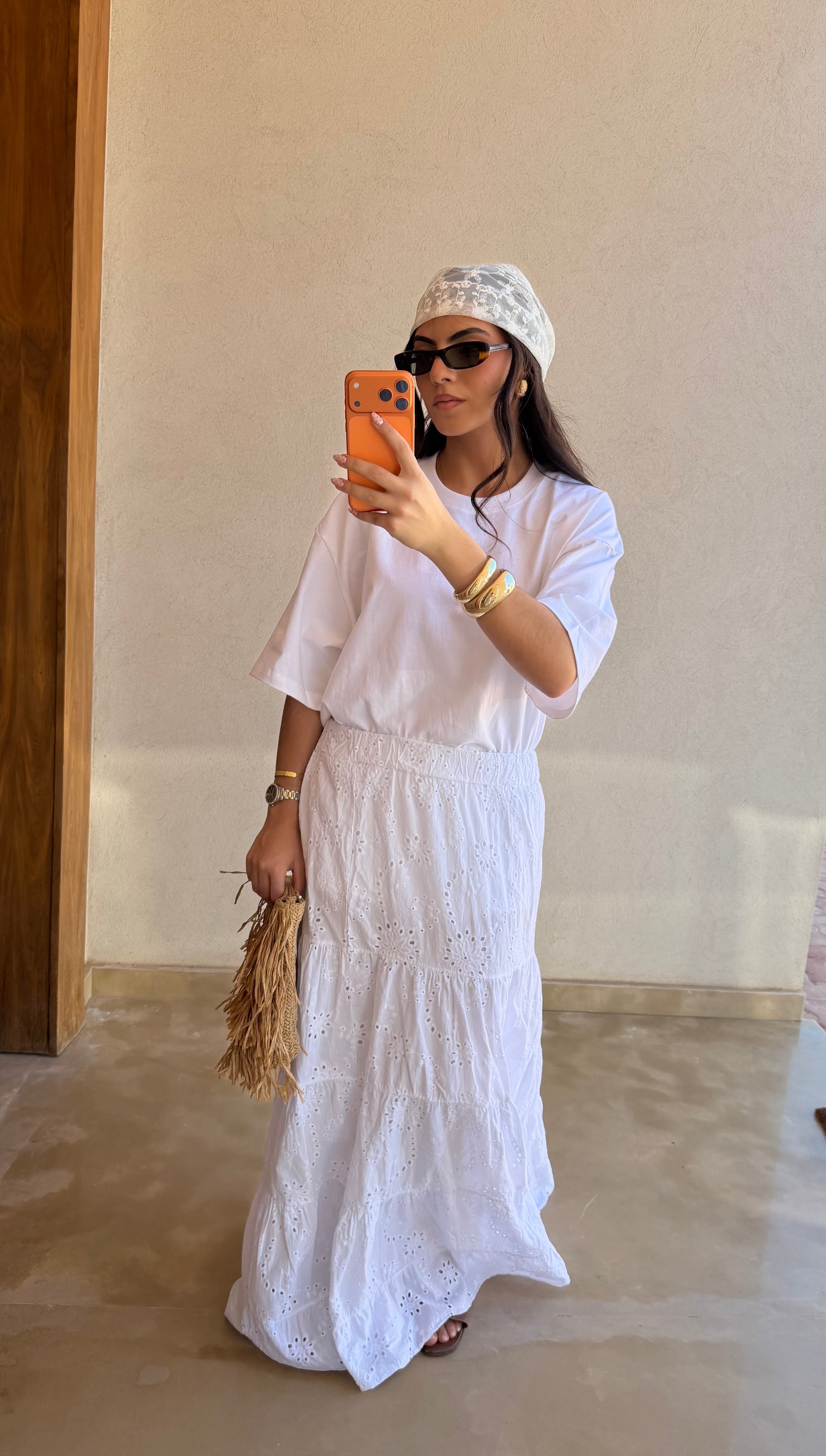 Jupe en broderie anglaise blanche