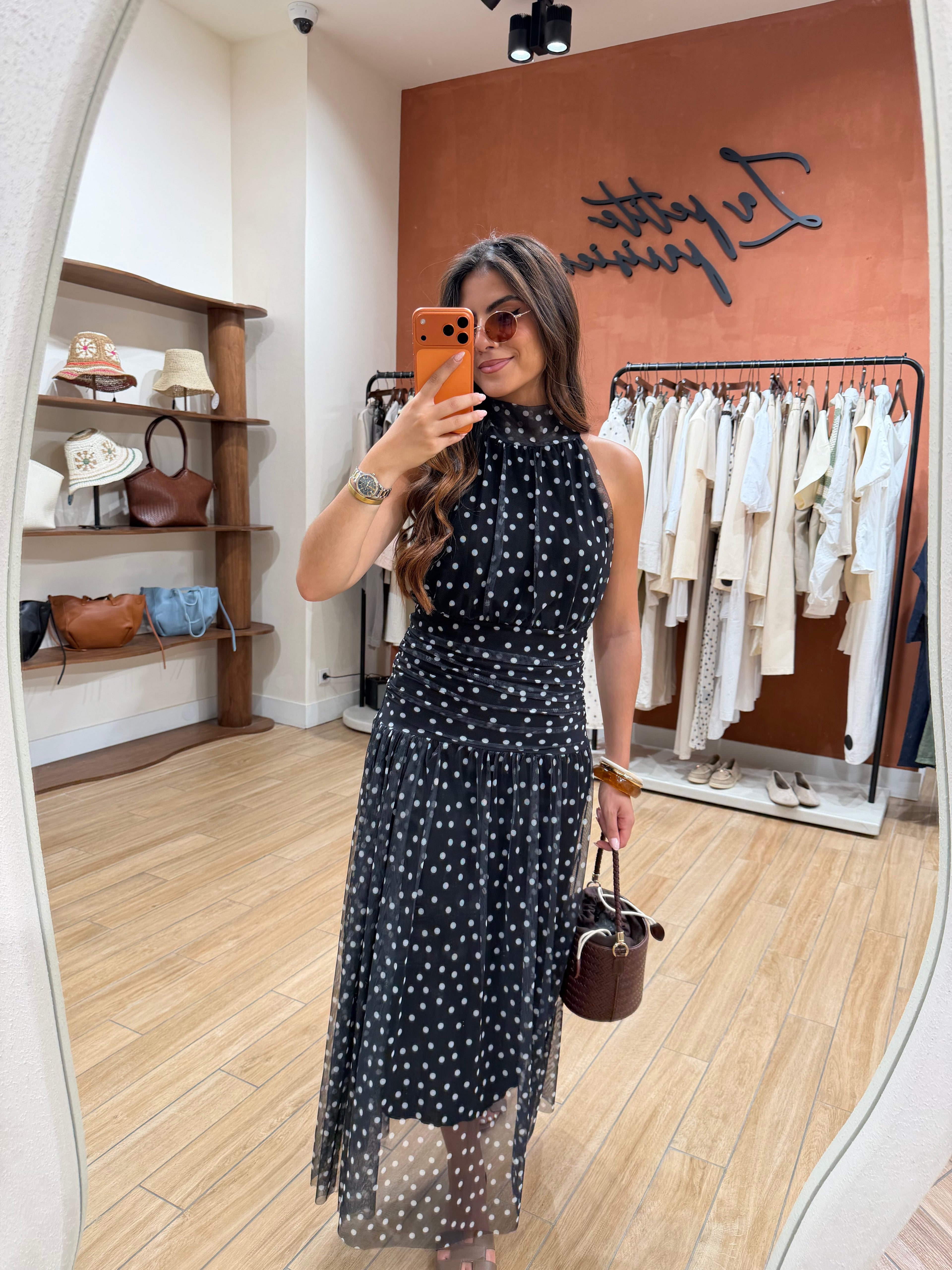 Robe SHANI pois noire