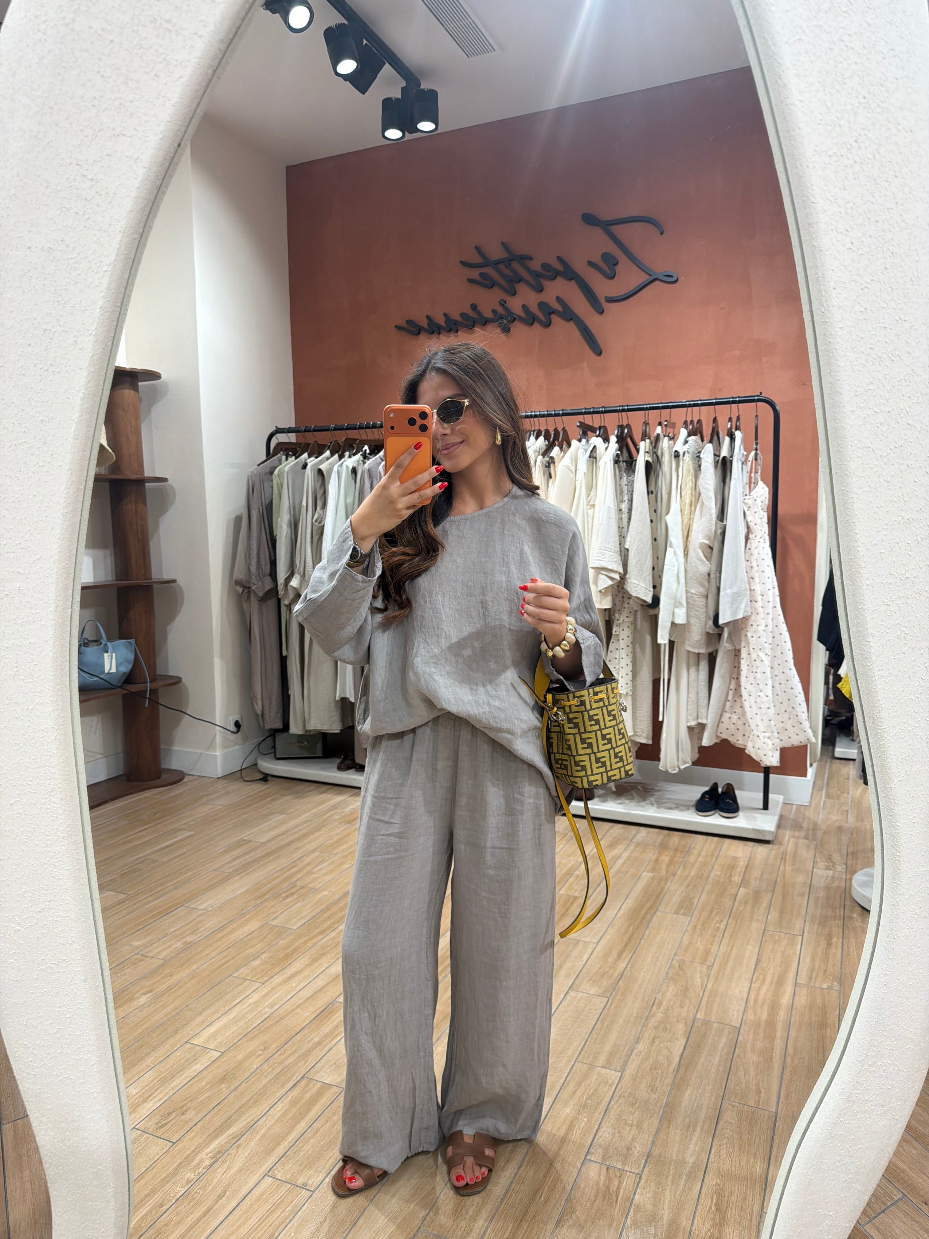 Ensemble MYNI 100% Lin taupe