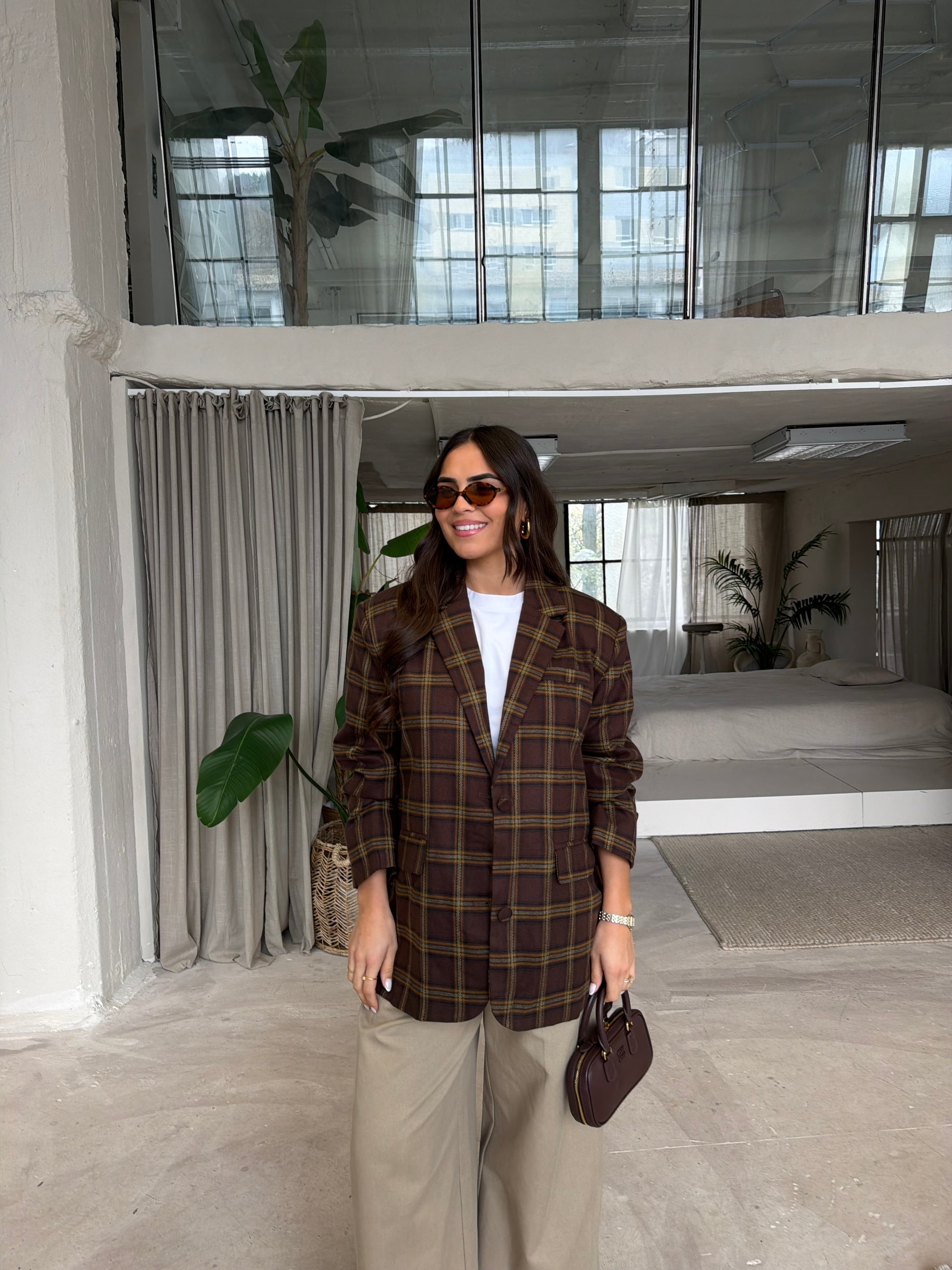 Blazer LENA carreaux marron (V6260)