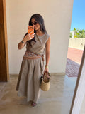 Top en coton glacé taupe