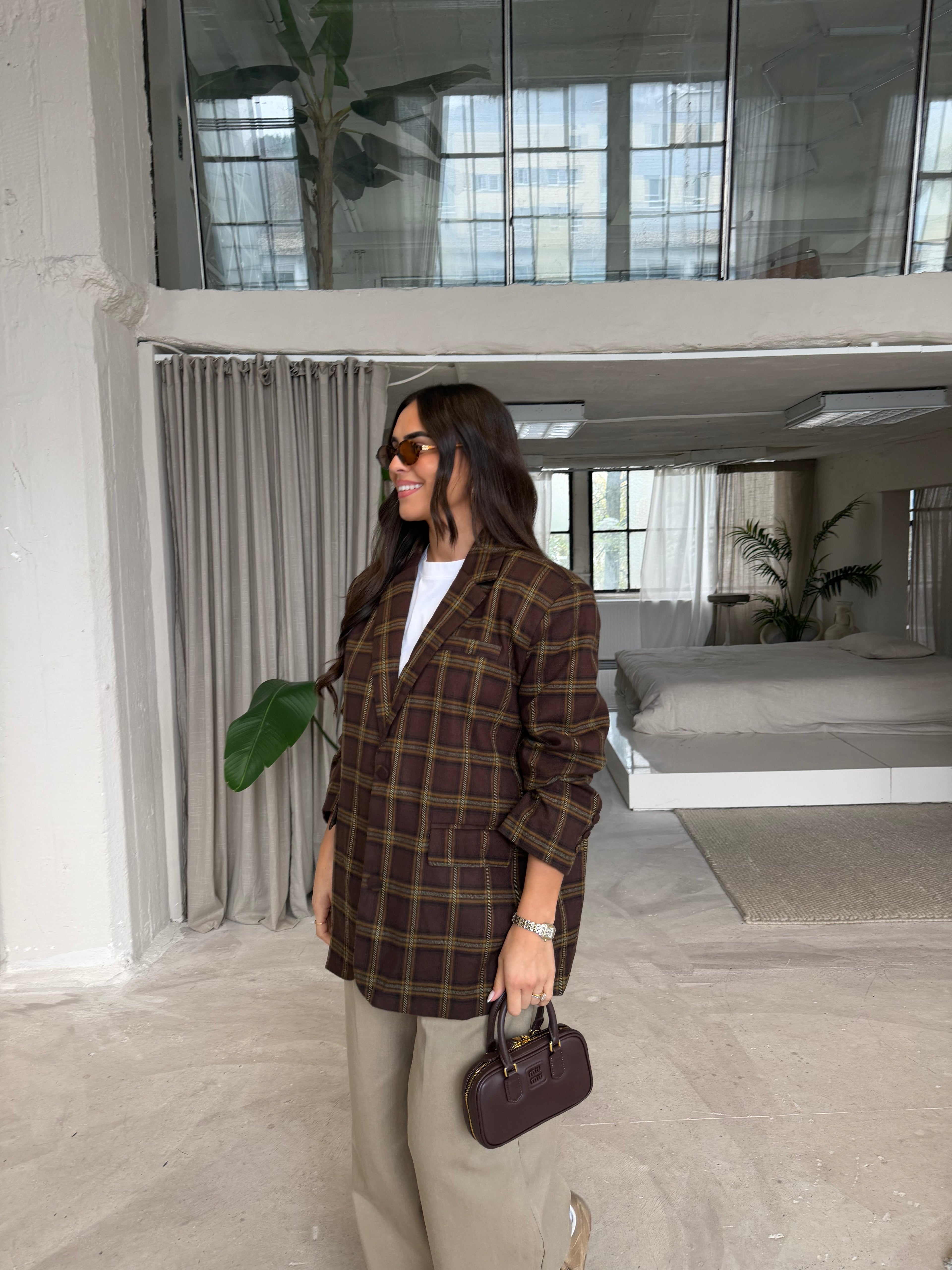 Blazer LENA carreaux marron (V6260)
