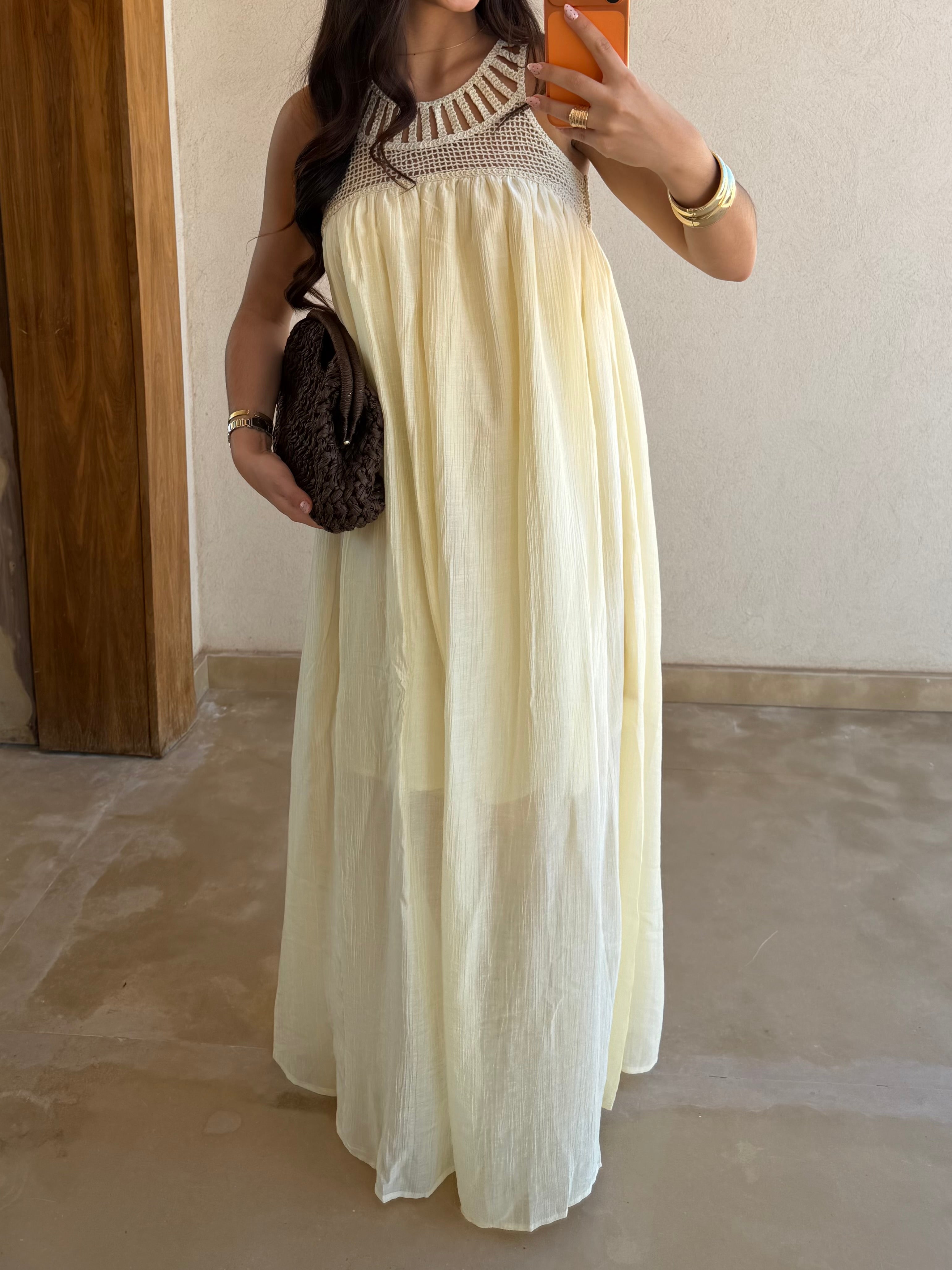 Robe brodé BILI crème (79444)