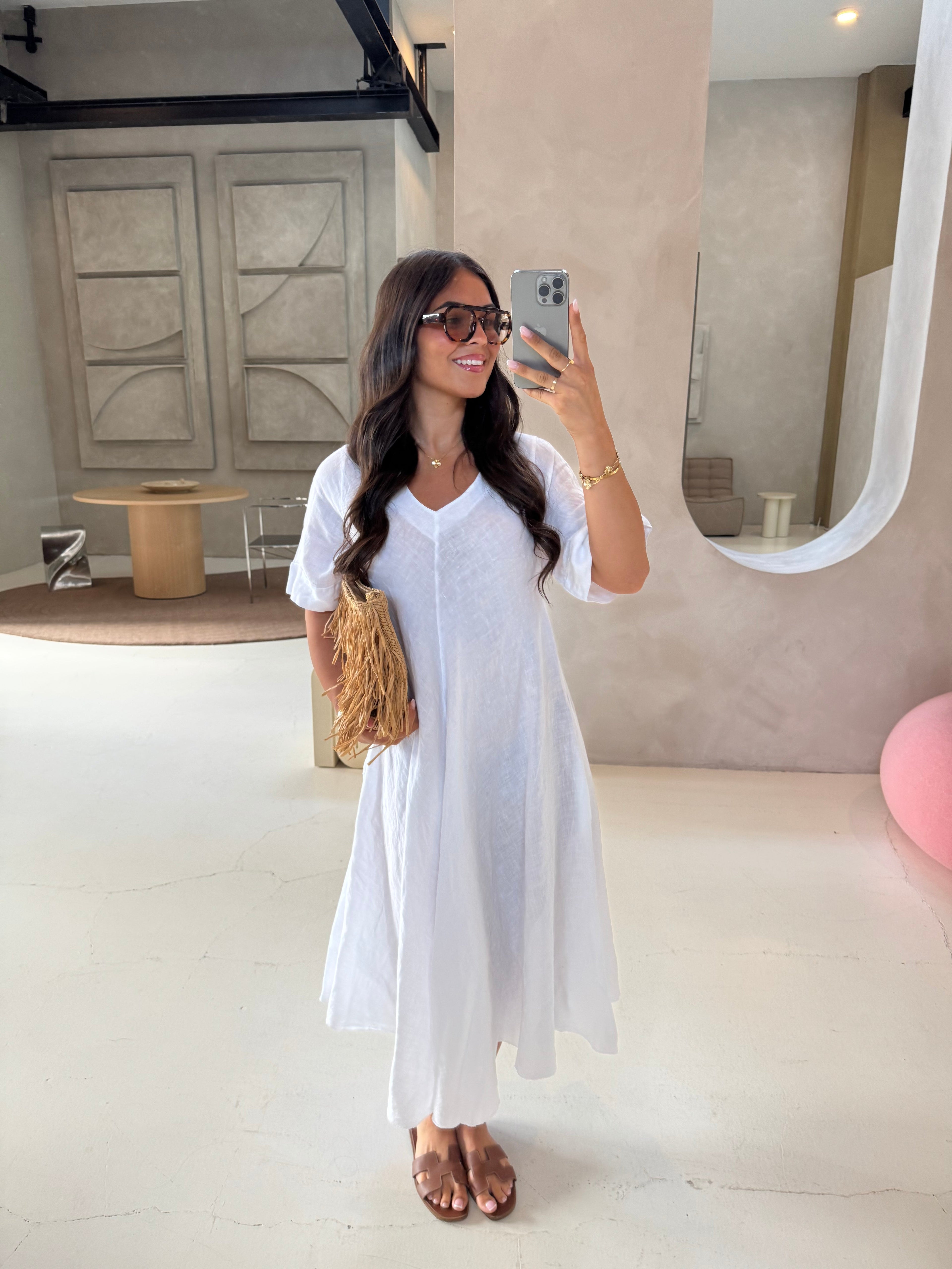 Robe SINAYA longue en lin blanche