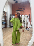 Ensemble MYNI 100% Lin vert anis
