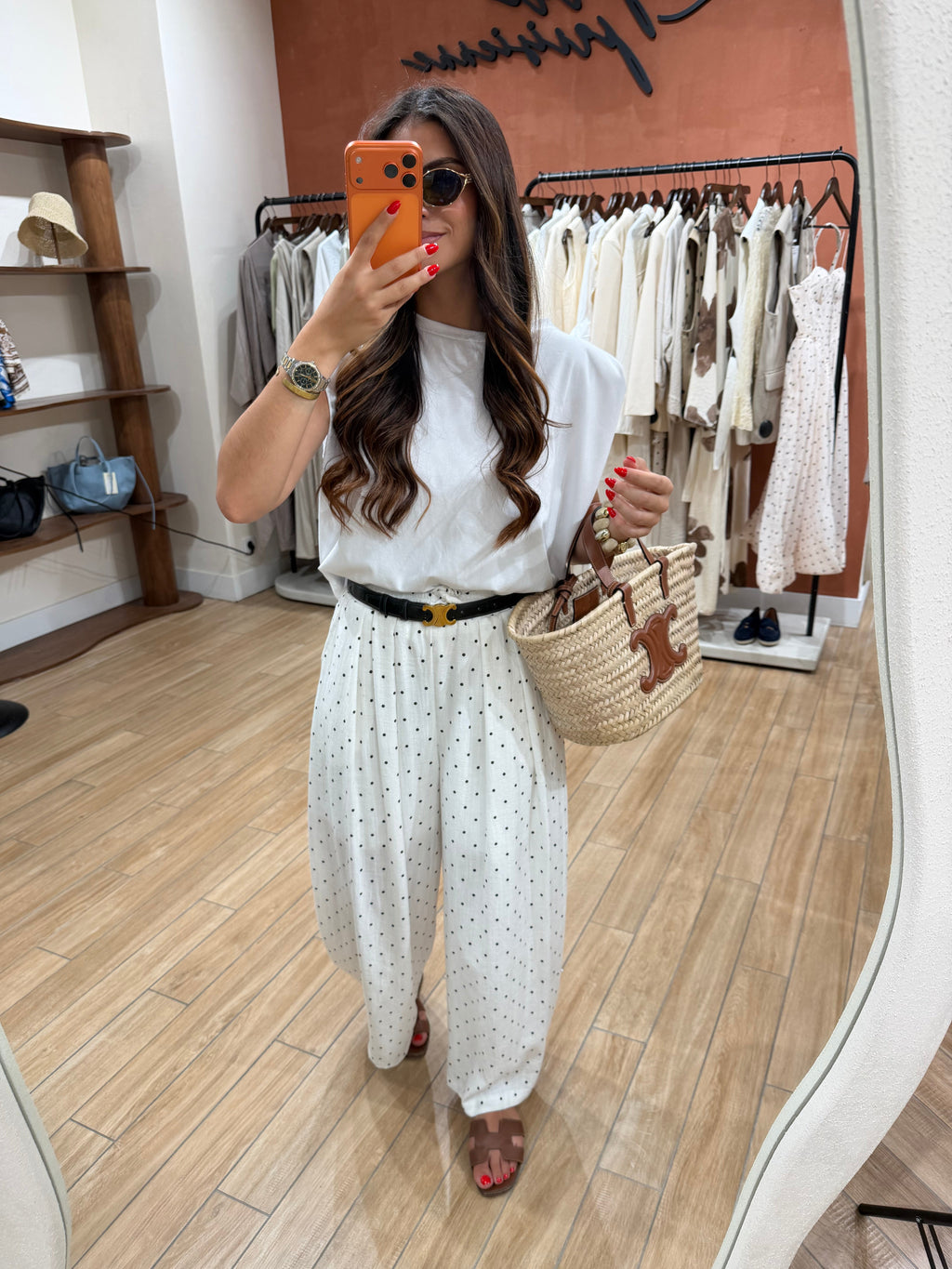 Pantalon BENIA pois blanc (MA55805-1)