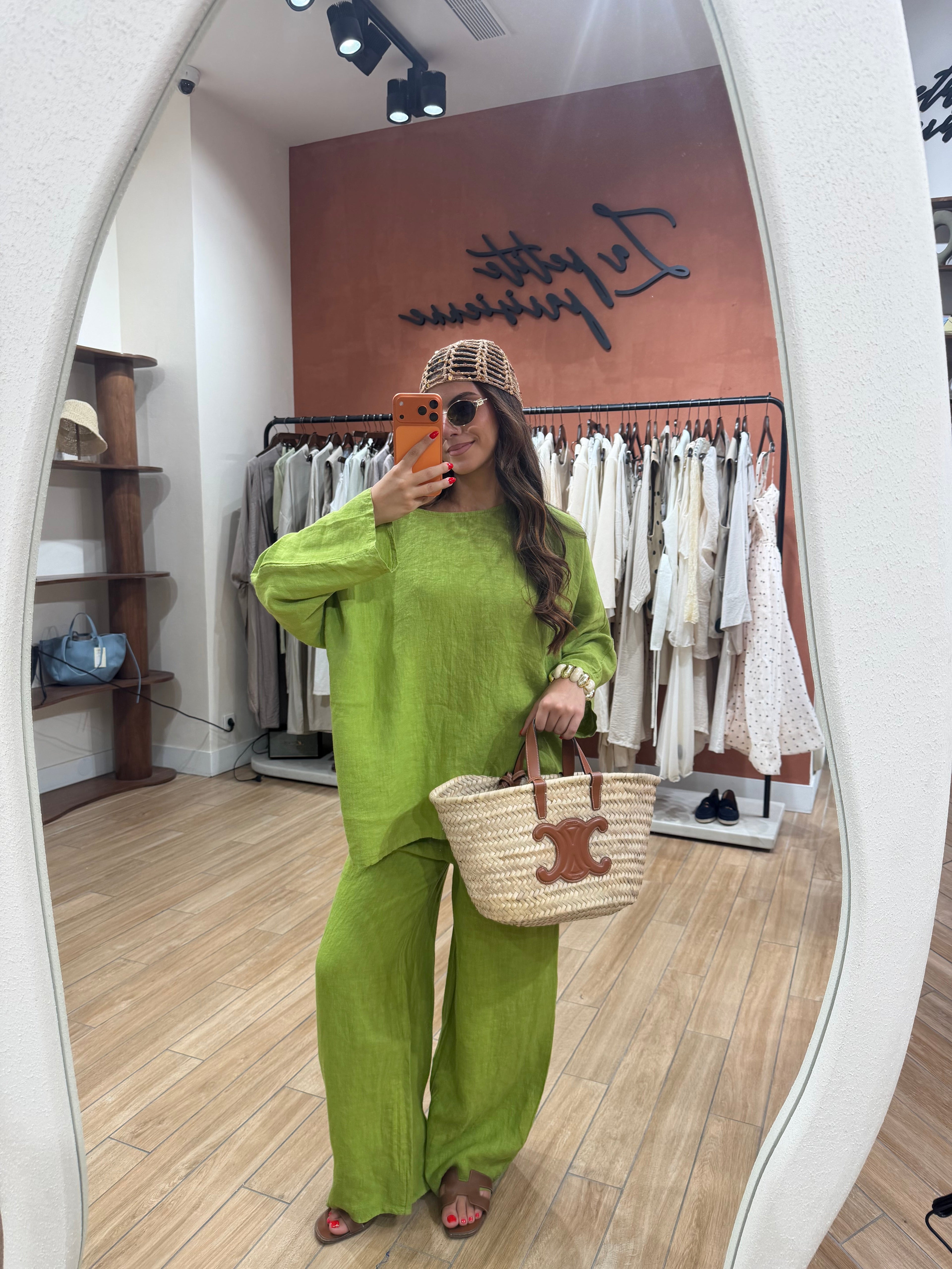 Ensemble MYNI 100% Lin vert anis