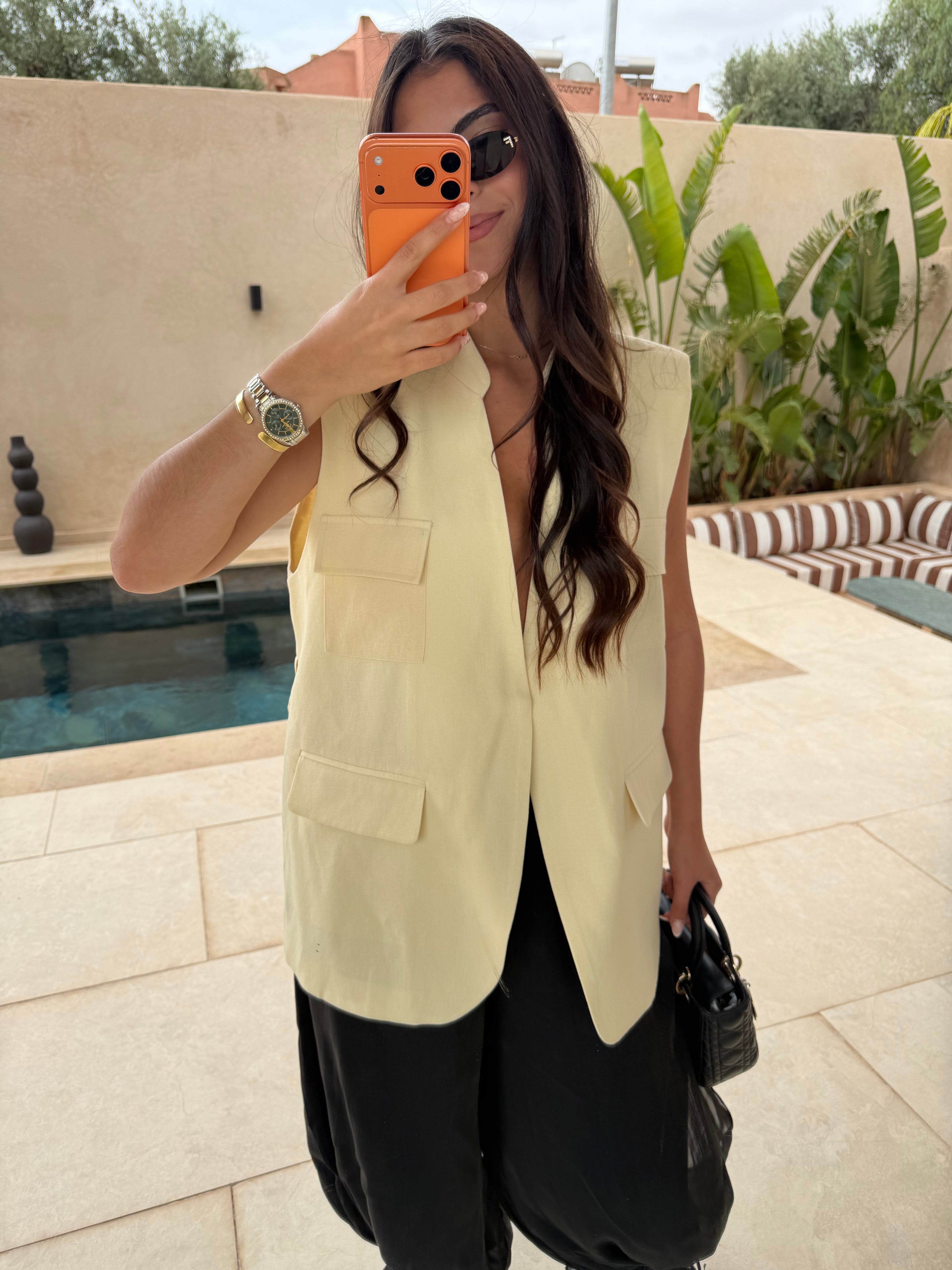 Blazer HELY sans manche jaune