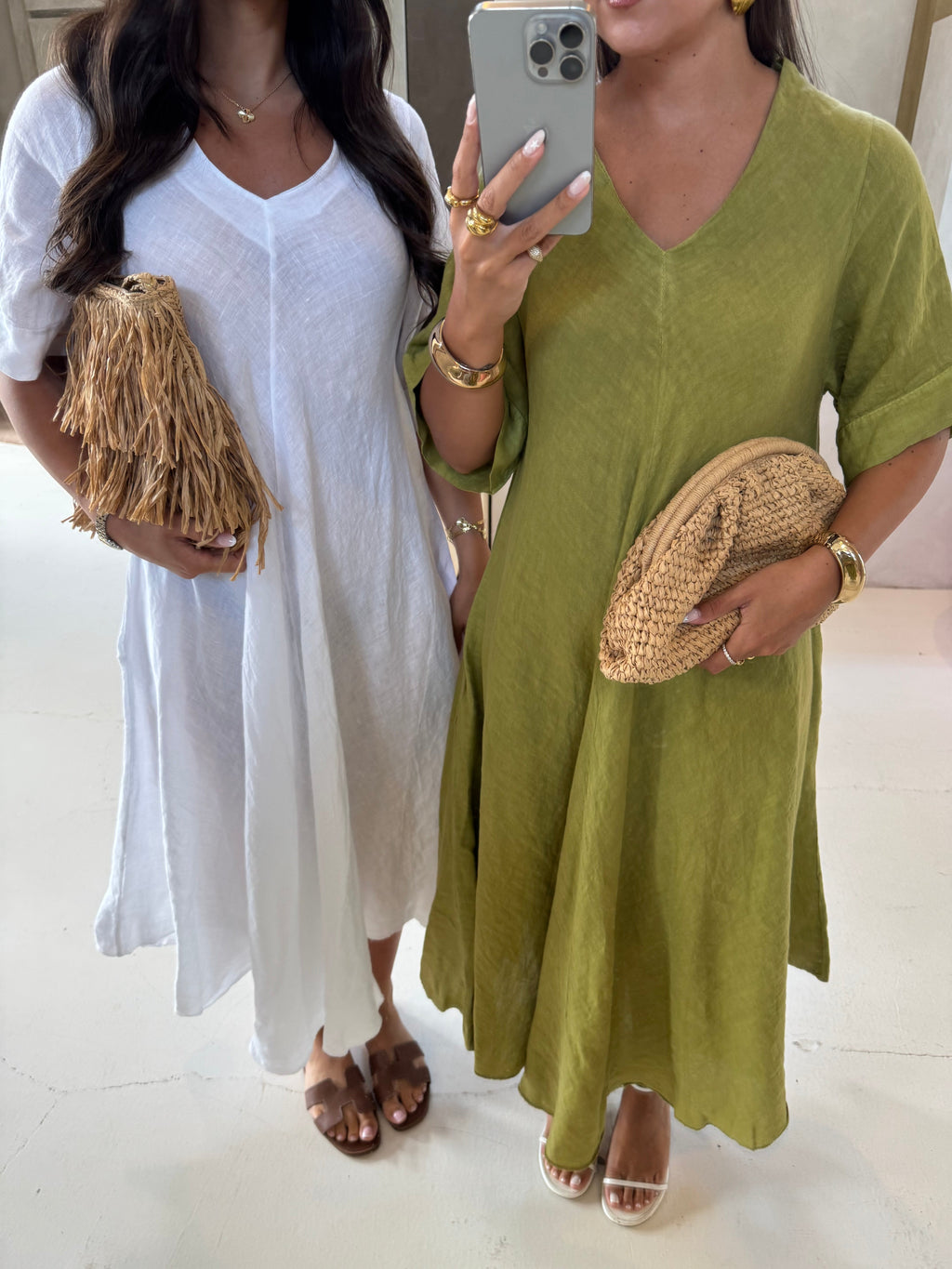 Robe SINAYA longue en lin blanche