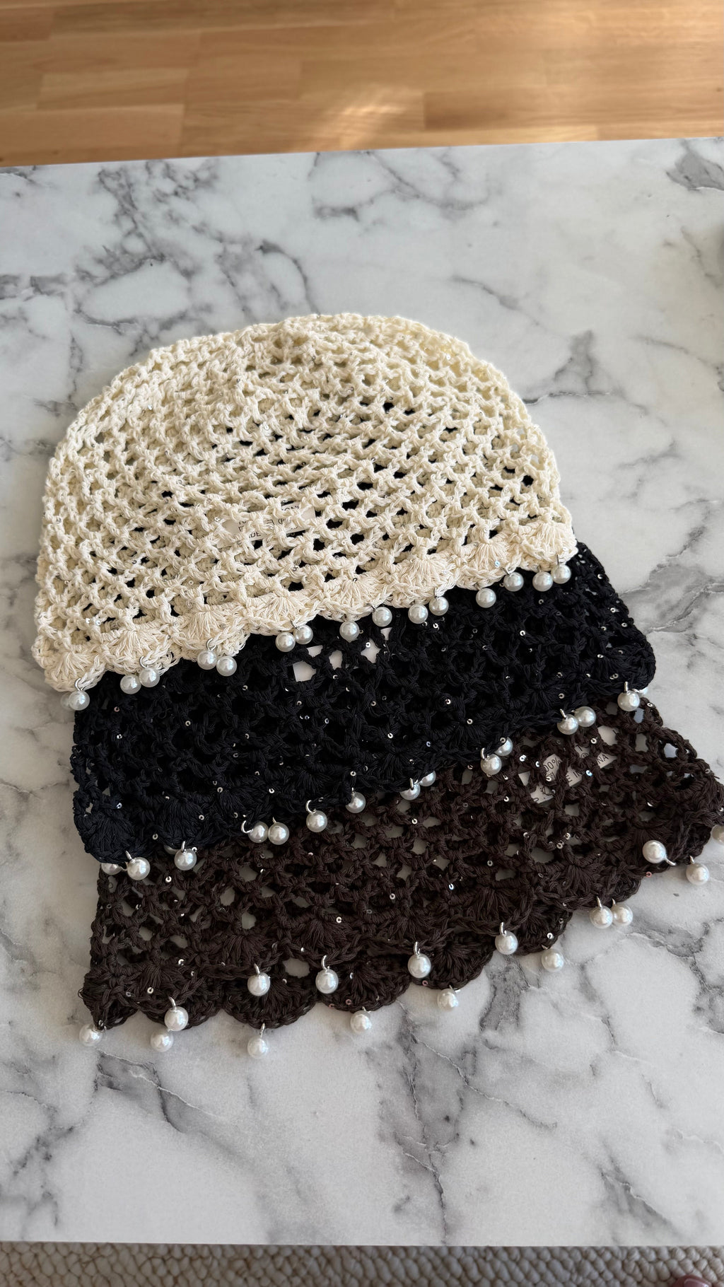 Bonnet crochet perle noir