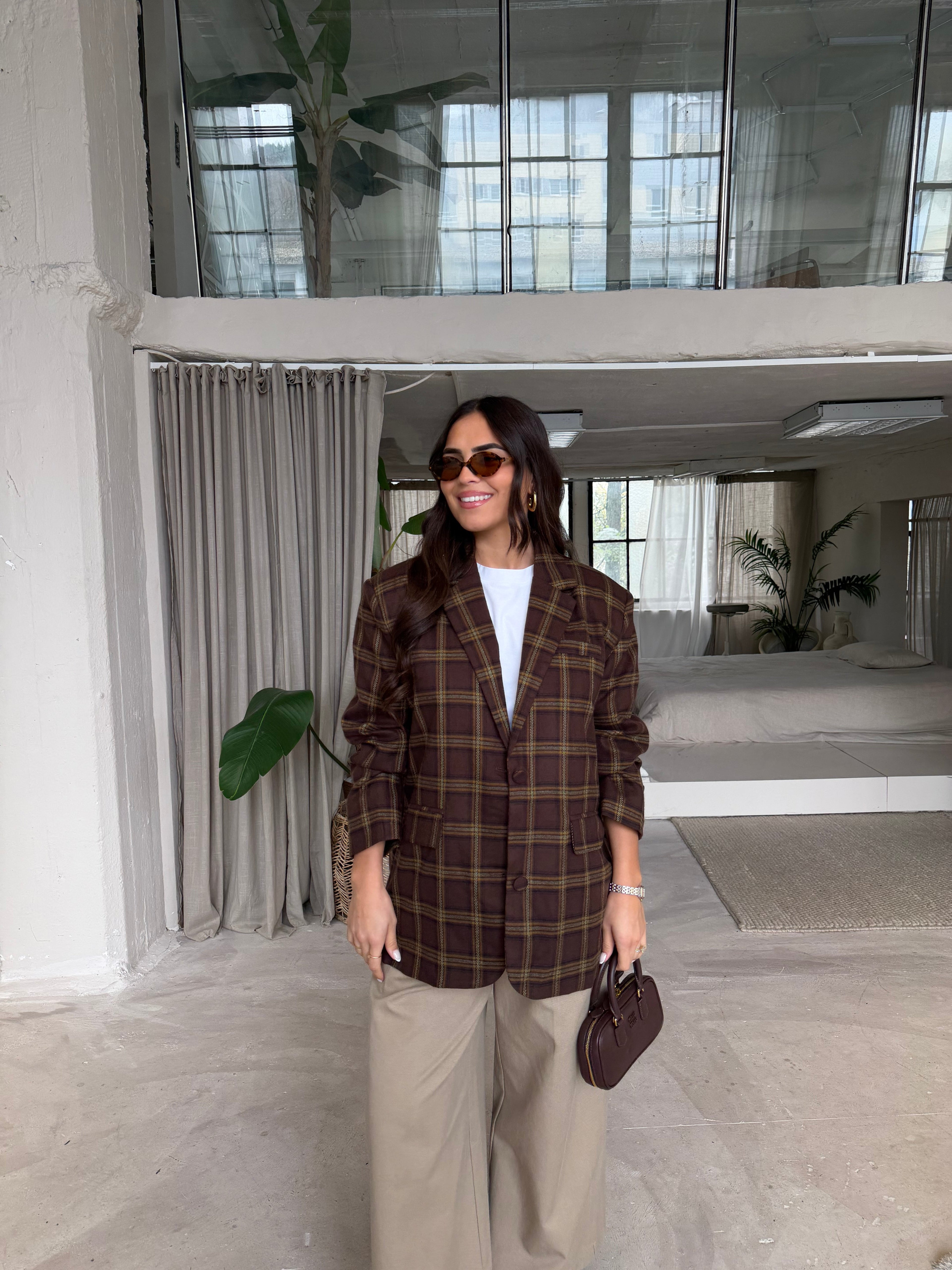 Blazer LENA carreaux marron (V6260)