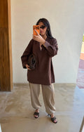 Blouse 2 poches marron (L2096)